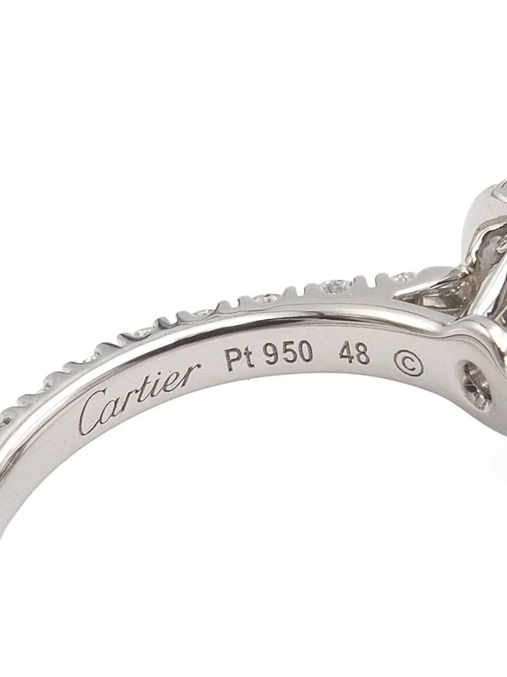 Cartier Destinee Solitaire Ring Platinum Diamond Pave 48